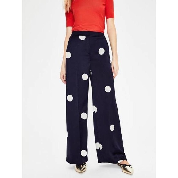 Boden Pants - Boden Navy Mega Spot Rhea Wide Leg Pants Size 8P